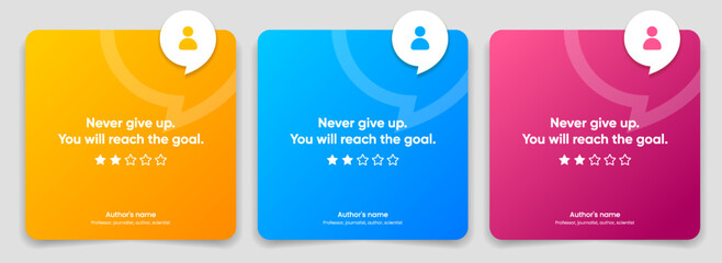 3D bubble testimonial banner, quote, infographic. Social media post template designs for quotes. Empty speech bubbles, quote bubbles and text box. Vector Illustration EPS10.