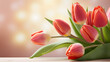 Festive bouquet of tulips on isolated background