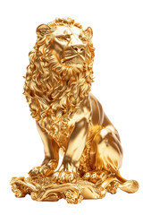 Wall Mural - golden lion statue isolated on transparent background