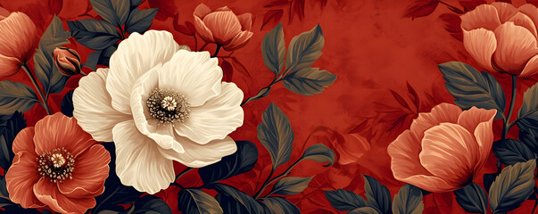 Wall Mural - Vintage botanical illustration of flower or floral plant, perfect for poster or wallpaper print.