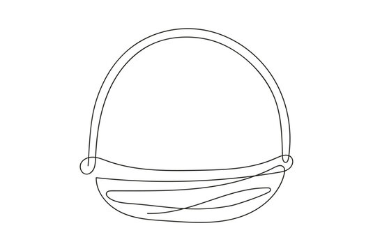 continuous line drawing of a wicker basket with handle. vector illustration isolated on white backgr
