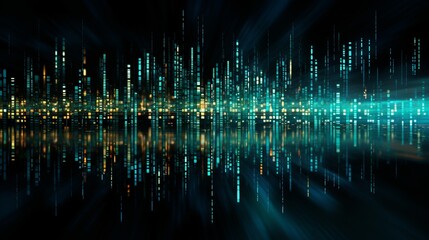 Poster - Abstract digital grid background with matrix of digital data and technology concept