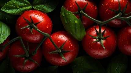 Fresh tomatoes with green leaves on white background, ideal for culinary concepts and healthy eating