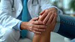 Osteoarthritis physical therapist Therapy and help patient exercise and treat young athlete's injured knee.