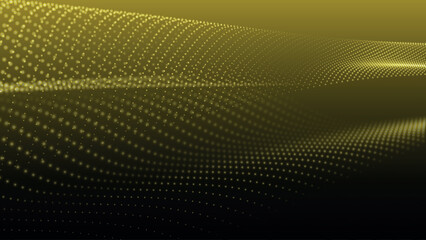 Poster - Abstract digital particle wave. Futuristic dotted wave. Big data digital code. Technology or science banner. Technology background vector. Vector illustration.