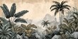 © Simon - Old retro wallpaper of a lush jungle landscape.