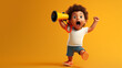 © alexkich - Kid shouting by megaphone over color background