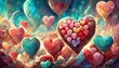 background of brightly colored candy hearts for valentine s day