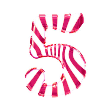 White symbol with pink thin straps. number 5