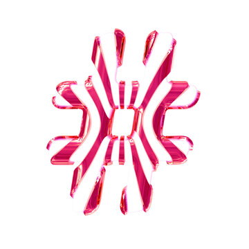 White symbol with pink thin straps