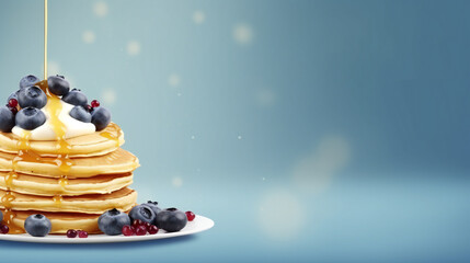 Wall Mural - National blueberry pancake day banner template. with lots of empty copy space for text. Generative AI