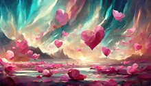 A Falling Or Flying Pink Rose Petals On A Background Valentine S Backdrop