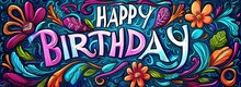 Happy Birthday Card With Colorful Doodles Generative AI