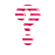 White symbol with thin pink horizontal straps