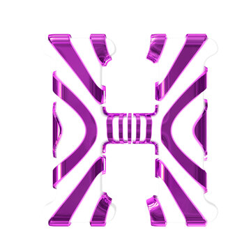 White symbol with purple thin straps. letter h