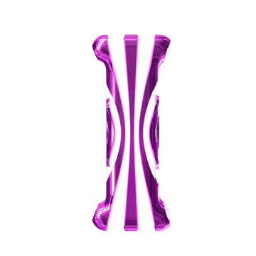 White symbol with purple thin straps. letter i