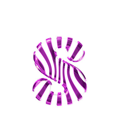 White symbol with purple thin straps. letter s
