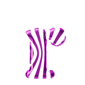 White symbol with purple thin straps. letter r