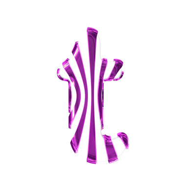 White symbol with purple thin straps. letter t