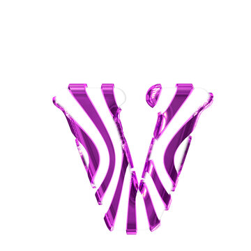 White symbol with purple thin straps. letter v