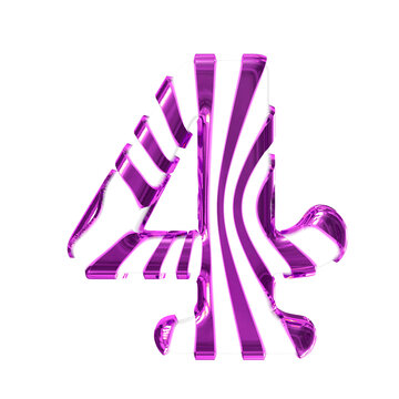 White symbol with purple thin straps. number 4