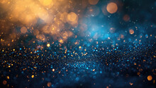 Yellow lights on dark blue background with blurred bokeh background Ai generative
