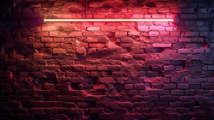 Wall Mural - old brick walls of an empty room, smoke, neon light.
