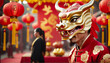 chinese new year background , year of the dragon , chinese lanterns, lunar new year