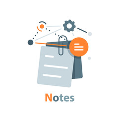 Poster - take notes, memo, symbol of taking of the notes, flat design icon vector illustration