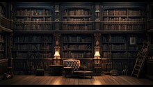 The Ideal Library With Books Old Style