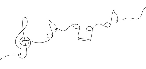 Poster - Continuous line violin key icon. Concept of abstract lines of musical notes in simple linear style. Editable stroke. Vector illustration