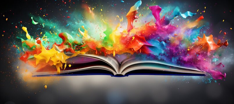 Vibrant gradient abstract 3d illustration of colorful world book day background