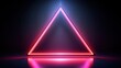 Neon triangle with reflection on dark background, 3D rendering, Ai Generated