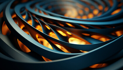 Poster - Abstract background with spiral pattern, illustration of futuristic spinning metal generated by AI