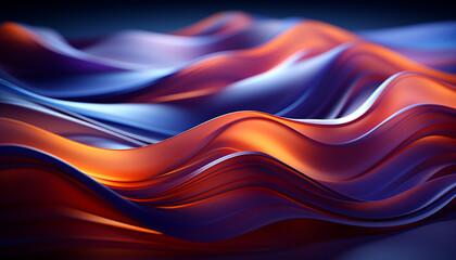 Abstract backdrop with flowing wave pattern in smooth blue shapes generated by AI