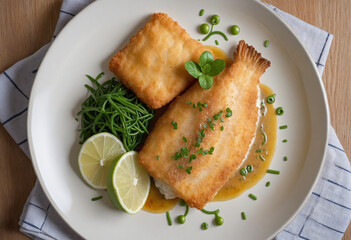 Crispy fish fillets dipped in batter