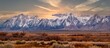 High Sierra mountains panorama with colorful sky at sunset.  Mt Whitney. Lone Pine. California. USA