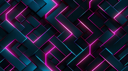Wall Mural - 2d neon geometric grid futuristic background