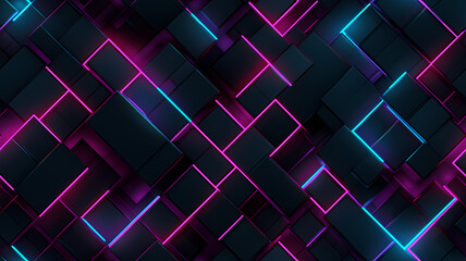 Wall Mural - 2d neon geometric grid futuristic background