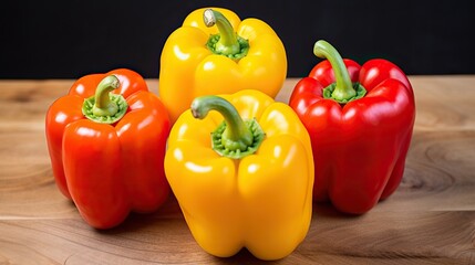 Canvas Print - red and yellow peppers on a wooden table