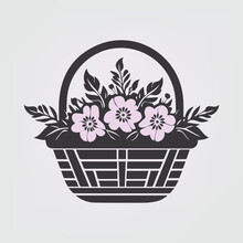 Flower Basket , Vector Icon, Bouquet Of Flower