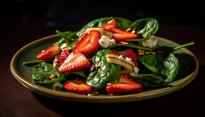 Poster - Freshness and healthy eating on a gourmet salad plate generated by AI