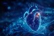 Ethereal glowing heart with a network of light on a blue background.
