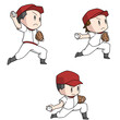 © すずつか しおり - 野球のピッチャーの投げ方のイラスト3パターン・男子