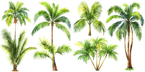 Wall Mural - Watercolor palm and coconut tree clipart for graphic resources