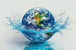 World environment and world water day  concept with globe and eco friendly environment