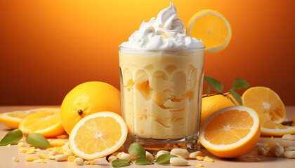 Poster - Fresh citrus fruit, yellow and orange, healthy eating, refreshing summer drink generated by AI