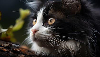 Poster - Cute kitten sitting outdoors, staring with alertness and curiosity generated by AI