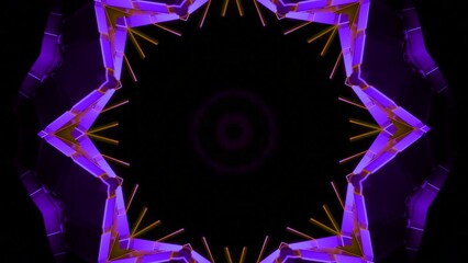Poster - 3D kaleidoscope mandala abstract background. Design. Fractal shapes of a star in endless motion.