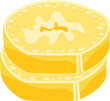 Stack of yellow cheese wheels with holes. Cartoon style dairy product representation. Cheese icon and food illustration.